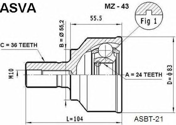 Купить ASVA MZ43 ШРУС внешний | перед |