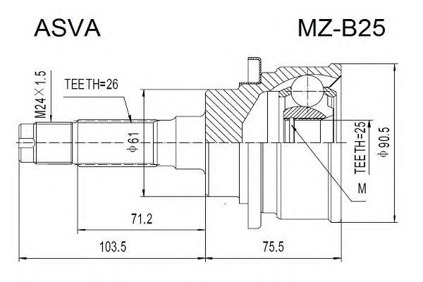 Купить ASVA MZB25 Шрус наружний 25x61x26