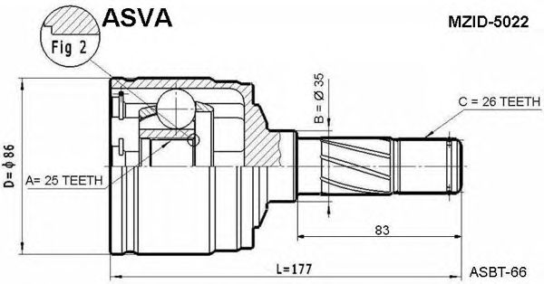 Купить ASVA MZID5022 ШРУС внутренний | перед лев |