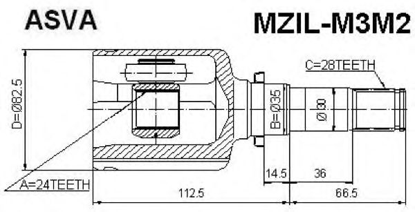 Купить ASVA MZIL-M3M2 ШРУС внутренний левый 24x35x28