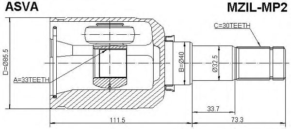 Купить ASVA MZILMP2 ШРУС внутренний левый 33x40x30 0511MPVLH FF0522620A