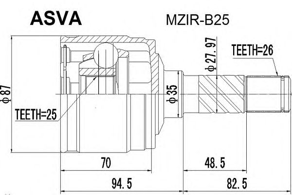 Купить ASVA MZIR-B25 ШРУС внутренний правый 25x35x26