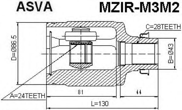 Купить ASVA MZIR-M3M2 ШРУС внутренний правый 24x43x28