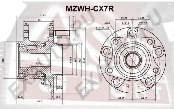 Купить ASVA MZWHCX7R Ступица колеса | зад прав/лев |