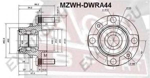 Купить ASVA MZWH-DWRA44 Ступица задняя с кольцом абс