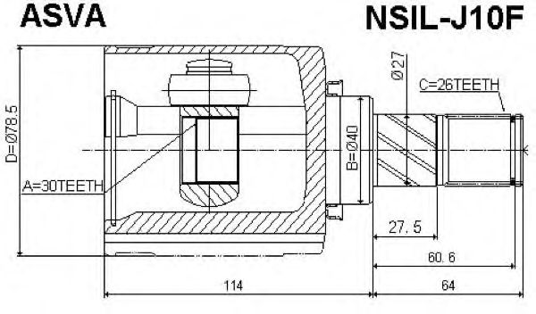 Купить ASVA NSIL-J10F ШРУС внутренний левый 30x40x26