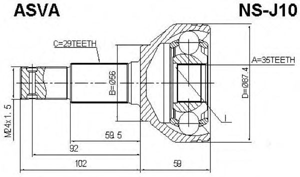 Купить ASVA NS-J10 ШРУС наружный 35x56x29
