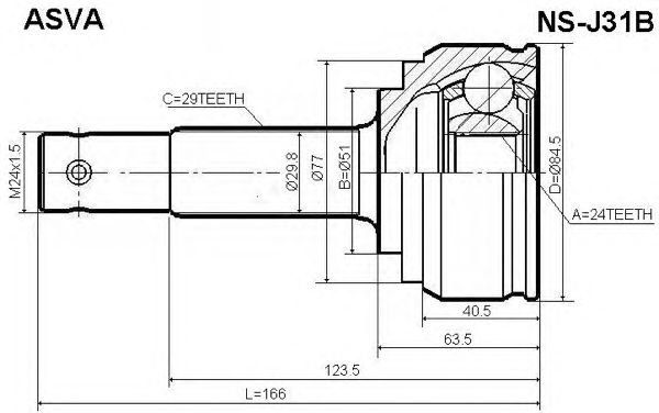 Купить ASVA NS-J31B ШРУС наружный 24x56x29
