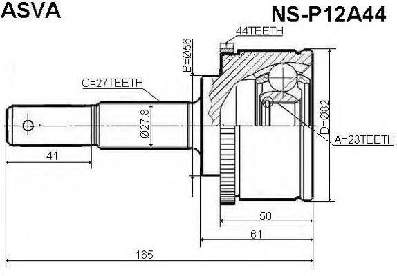 Купить ASVA NSP12A44 ШРУС внешний | перед |