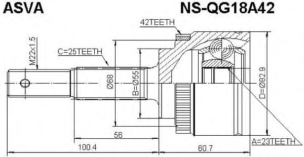 Купить ASVA NS-QG18A42 ШРУС наружный 23x55x25