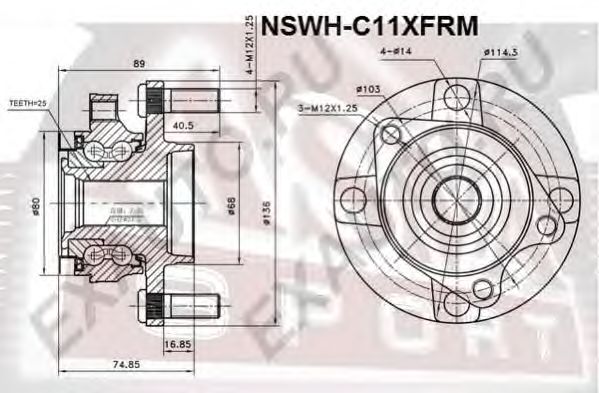 Купить ASVA NSWHC11XFRM Ступица колеса с ABS | перед прав/лев |