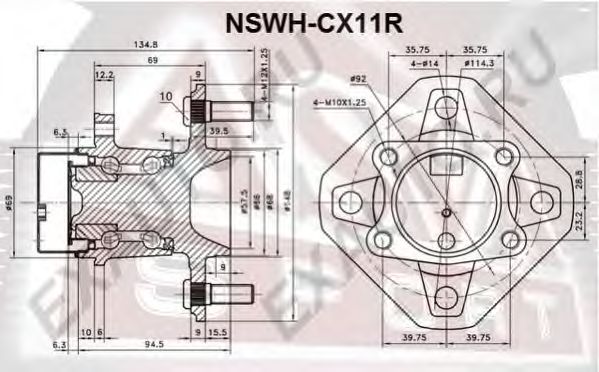 Купить ASVA NSWH-CX11R Ступица задняя с датчиком ABS