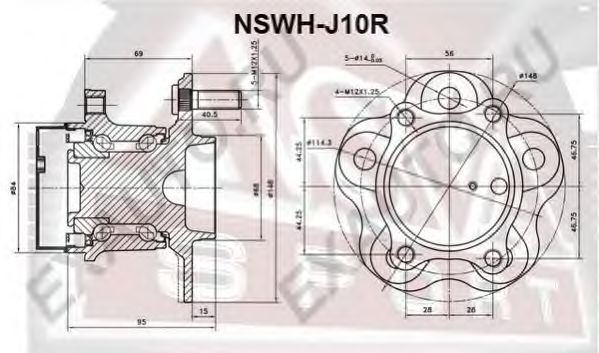 Купить ASVA NSWH-J10R Ступица задняя с датчиком абс