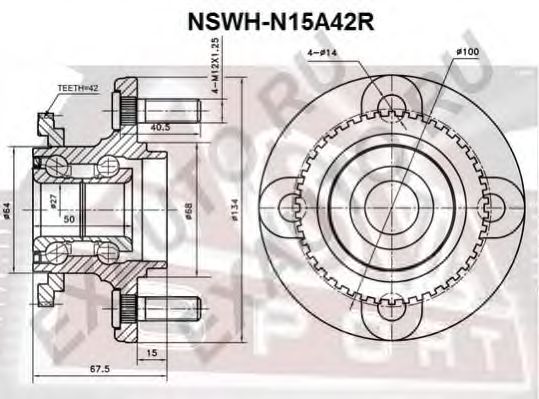 Купить ASVA NSWHN15A42R Ступица колеса с ABS | зад прав/лев |