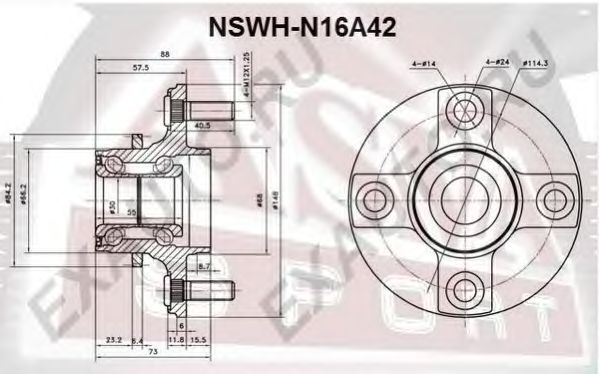 Купить ASVA NSWH-N16A42 Ступица задняя с кольцом абс