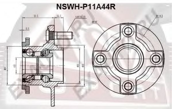 Купить ASVA NSWHP11A44R Ступица колеса с ABS | зад прав/лев |
