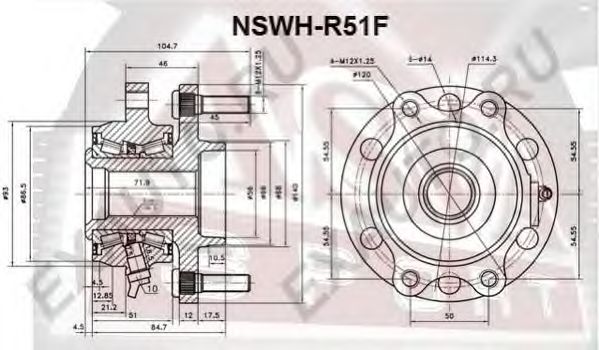 Купить ASVA NSWH-R51F Ступица передняя с датчиком ABS