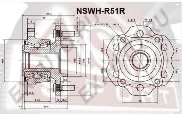 Купить ASVA NSWH-R51R Подшипник задн.ступ.[ступица]
