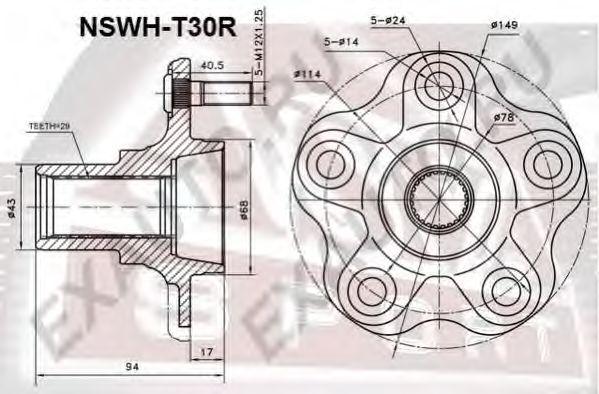 Купить ASVA NSWH-T30R Ступица задняя