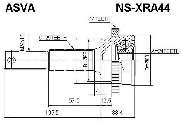 Купить ASVA NS-XRA44 ШРУС наружный задний 24x58x29