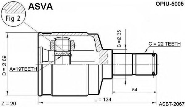 Купить ASVA OPIU-5005 ШРУС внутренний 19x35x22