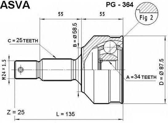 Купить ASVA PG-364 ШРУС наружный
