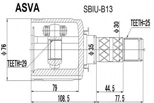 Купить ASVA SBIU-B13 ШРУС внутренний 29x35x25