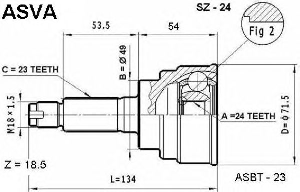 Купить ASVA SZ-24 ШРУС наружный 24x49x23
