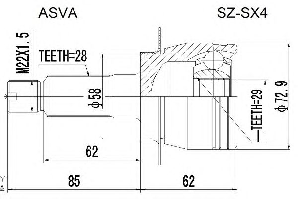 Купить ASVA SZ-SX4 ШРУС наружный 29x58x28