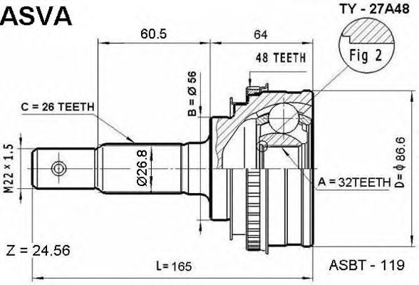 Купить запчасть ASVA - TY27A48 