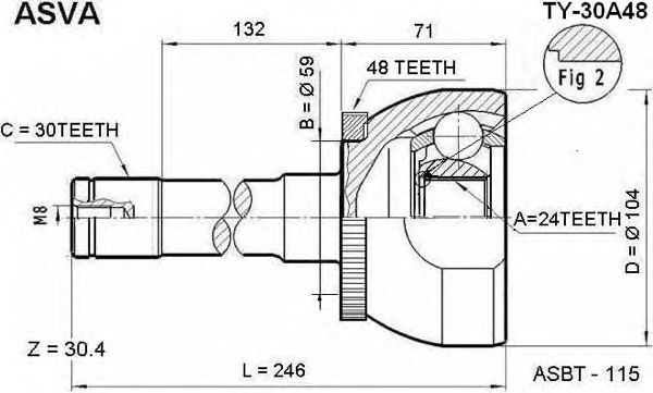 Купить ASVA TY-30A48 ШРУС наружный 24x59x30