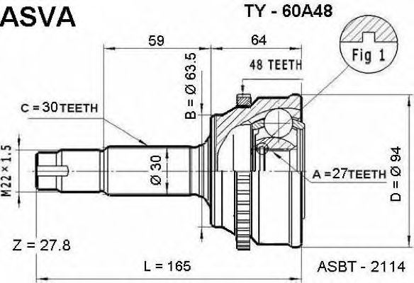 Купить запчасть ASVA - TY60A48 