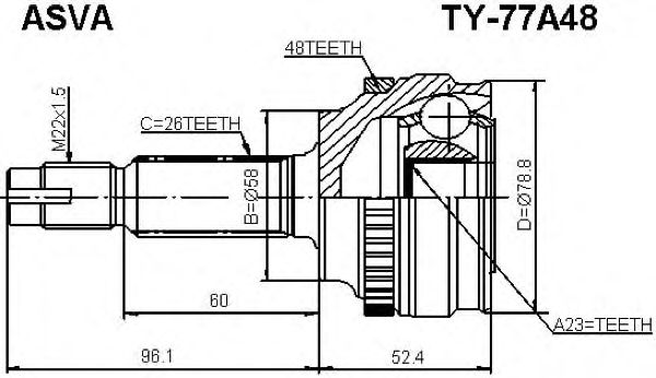Купить ASVA TY-77A48 ШРУС наружный 23x58x26