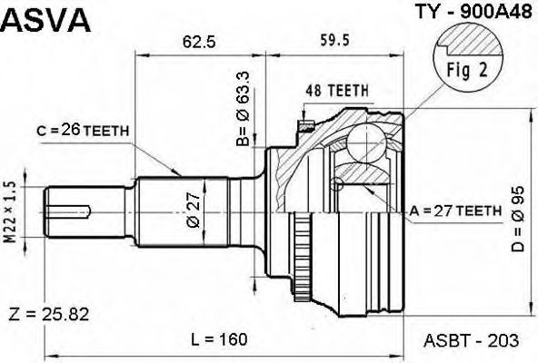 Купить ASVA TY900A48 ШРУС внешний | перед прав/лев |