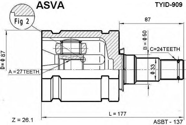 Купить ASVA TYID-909 ШРУС внутренний