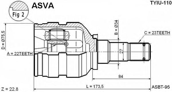 Купить ASVA TYIU-110 ШРУС внутренний 22x34x23