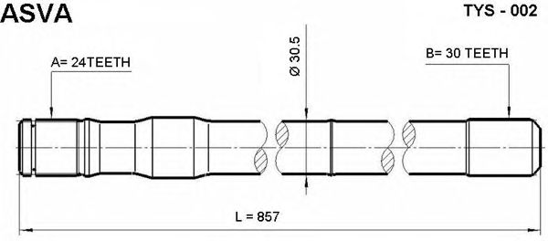 Купить ASVA TYS-02 Полуось левая 24x857x30
