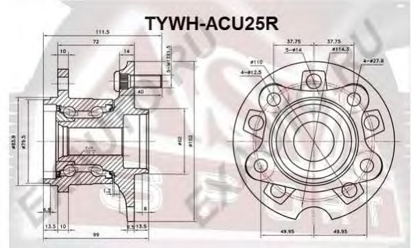 Купить ASVA TYWH-ACU25R Ступица задняя