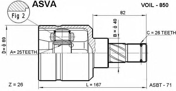 Купить ASVA VOIL850 ШРУС лев. VOLVO : 850 C70 S70 V70