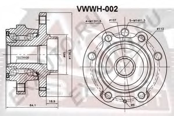 Купить ASVA VWWH002 Ступица колеса с ABS | перед прав/лев |