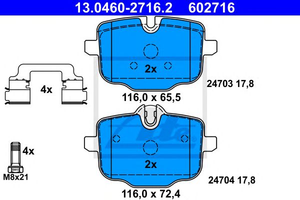 Купить ATE 13.0460-2716.2 Колодки тормозные дисковые задн, BMW: 5 530 d/530 d xDrive/535 d/535 d xDrive/535 i/535 i xDrive/550 i/550 i xDrive/ActiveHybrid/M/M 550 d xDrive 10-, 5 Touring 518 d/520 d xD