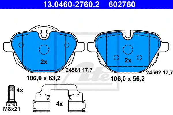 Купить ATE 13.0460-2760.2 Колодки тормозные дисковые задн, BMW: X3 sDrive 18d/xDrive 20 d/xDrive 20 i/xDrive 28 i/xDrive 30 d/xDrive 35 d/xDrive 35 i 10-, Z4 sDrive 35 i/sDrive 35 is 09-