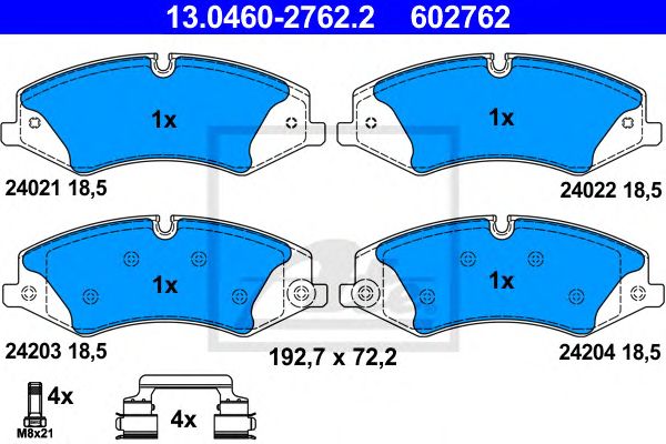 Купить ATE 13.0460-2762.2 Колодки тормозные дисковые передн, LAND ROVER: DISCOVERY IV 3.0 4x4/3.0 SDV6 4x4/3.0 TD 4x4/4.0 4x4/5.0 V8 4x4 09-, RANGE ROVER III 3.6 TD 8 4x4/5.0 V8 4x4 02-12, RANGE ROVER