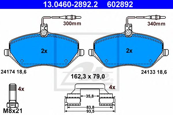 Купить ATE 13.0460-2892.2 Колодки тормозные дисковые передн, CITROEN: C5 1.6 THP 155/2.2 HDi/2.2 HDi 200/2.7 HDi/3.0 V6 08-, C5 Break 1.6 THP 150/1.6 THP 155/2.2 HDi/2.2 HDi 165/2.2 HDi 200/2.7 HDi/3.0
