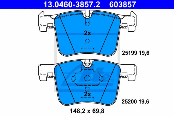 Купить ATE 13.0460-3857.2 Колодки тормозные дисковые передн, BMW: 1 114 d/114 i/125 d/125 i 10-, 1 114 d/114 i/125 d/125 i 11-, 2 купе 220 d/220 i 13-, 3 320 d/320 d xDrive/325 d/328 i/328 i xDrive/330