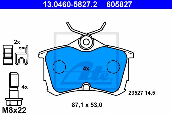 Купить ATE 13.0460-5827.2 Колодки тормозные дисковые задн, HONDA: ACCORD VI 1.8 i/2.0 Turbo DI/2.0 i/2.2 Type-R/2.3 97-03, ACCORD VI Hatchback 1.8 i/2.0/2.0 TDi/2.3 99-02, ACCORD VII 2.0/2.0 4WD/2.2 i-