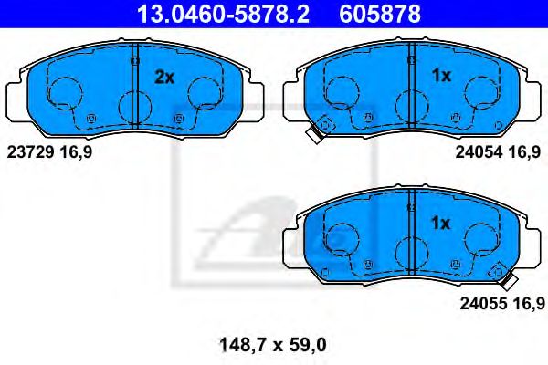 Купить ATE 13.0460-5878.2 Колодки тормозные дисковые передн, HONDA: CIVIC VII Hatchback 1.7 CTDi/2.0 i Sport 99-06, CIVIC VII седан 1.4/1.6/2.0 00-06, CIVIC VIII Hatchback 1.6 05-, CIVIC VIII седан 1.6