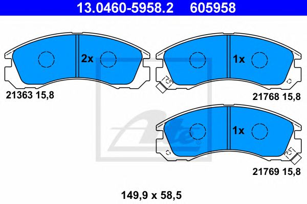 Купить ATE 13.0460-5958.2 Колодки тормозные дисковые передн, CITROEN: C-CROSSER 2.2 HDi/2.4 16V 07-, C-CROSSER ENTERPRISE 2.2 HDi/2.4 16V 09- \ MITSUBISHI: GALANT VI 2.0/2.4 GDI/2.5 V6 24V/2.5 V6 24V 9
