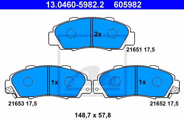 Купить ATE 13.0460-5982.2 Колодки тормозные дисковые передн, HONDA: ACCORD IV Aerodeck 2.0 i 16V/2.2/2.2 i 16V 91-93, ACCORD V 2.0 i/2.0 i S/2.3 i SR 93-97, ACCORD V 1.9 i/2.0 i LS/2.2 i VTEC / PRELUDE V