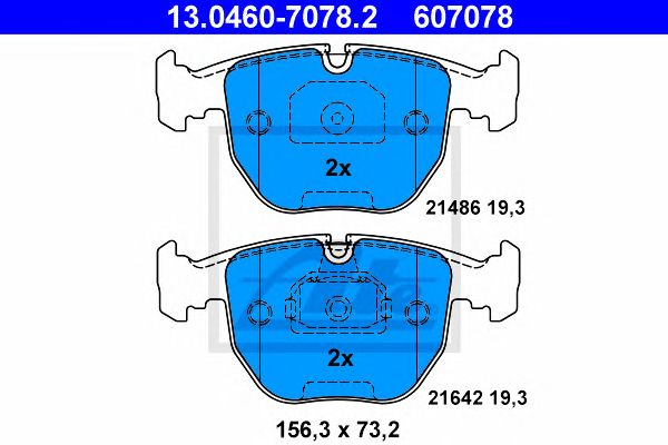 Купить ATE 13.0460-7078.2 Колодки тормозные дисковые передн, BMW: 5 520 d/520 i/525 d/525 i/530 d/530 i/535 i/540 i/M 4.9 95-03, 5 Touring 520 d/520 i/525 d/525 i/530 d/530 i/540 i 97-04, 7 740 i,iL 94